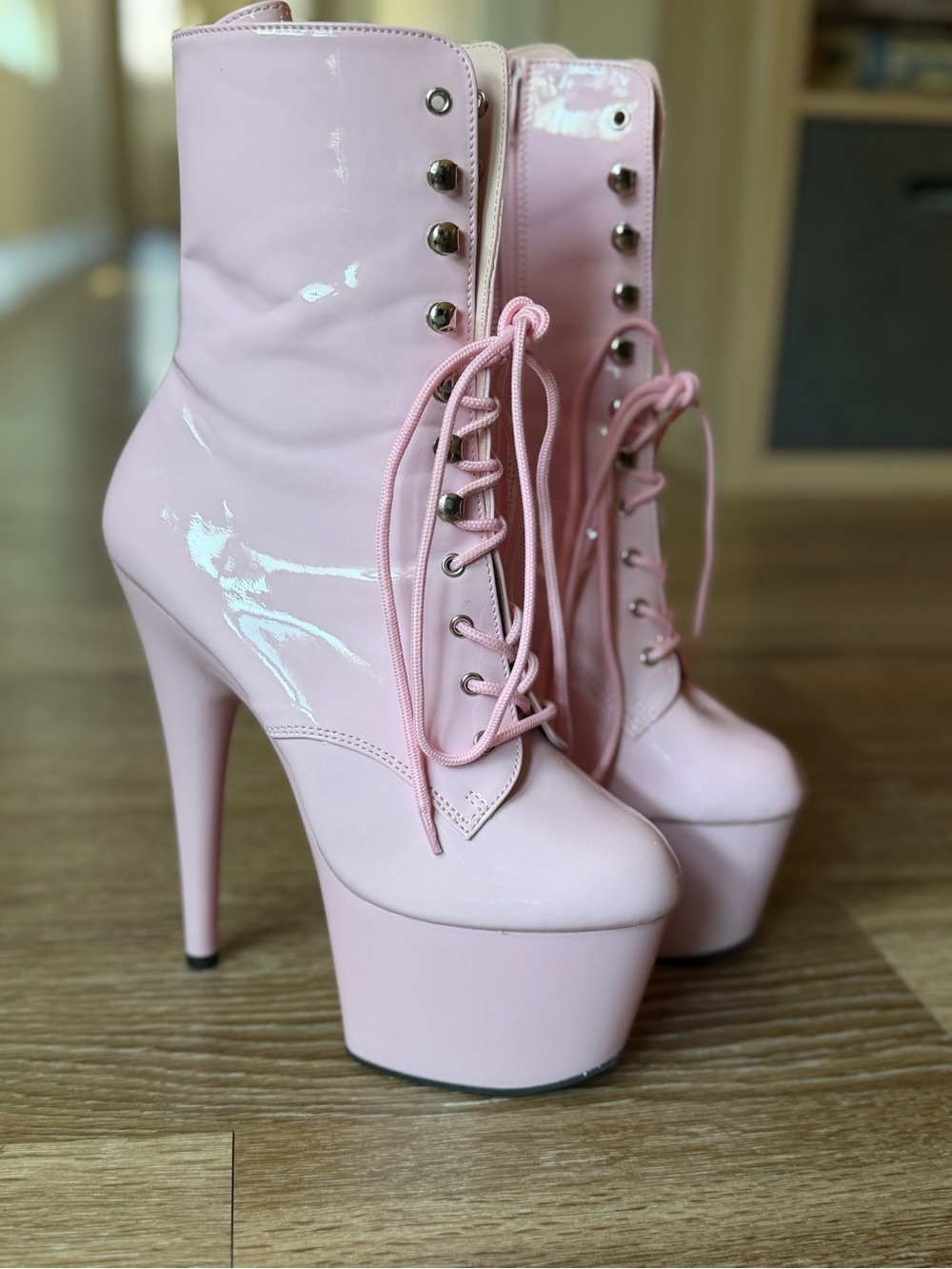 Pleaser Adore 1020 Baby Pink Boots